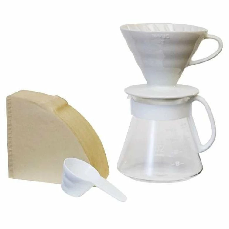 Hario V60 Ceramic Pour Over Set - White 1 Hario V60 Ceramic Pour Over Set - White