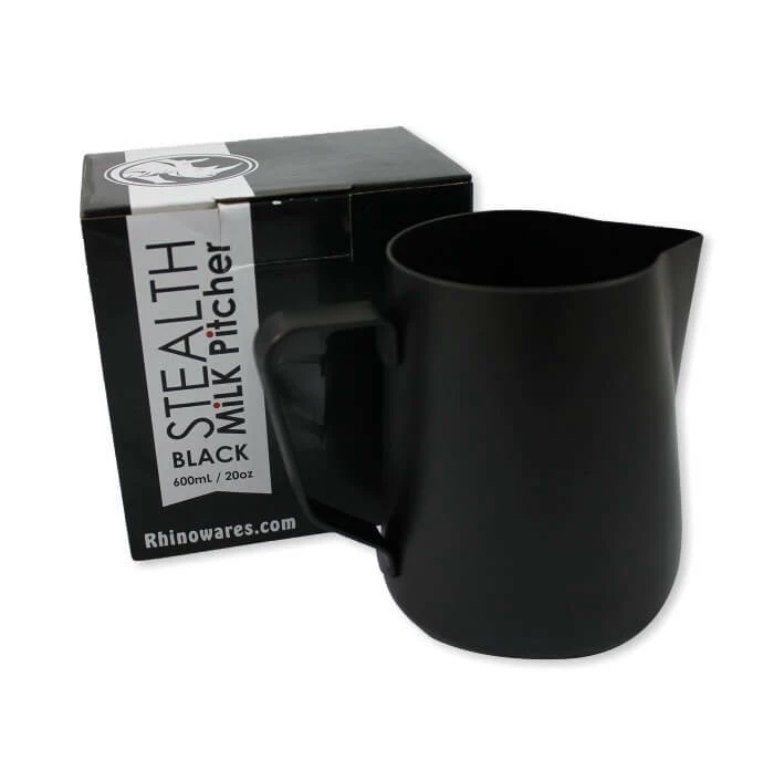 Rhino Black Stealth Milk Pitcher - 20oz/600ml 1 Rhino Black Stealth Milk Pitcher - 20oz/600ml
